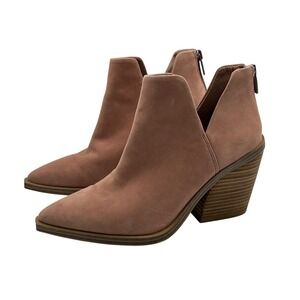 Vince Camuto VC Gigietta Booties Women's 7M Suede Leather Pointed Toe Heels Pink